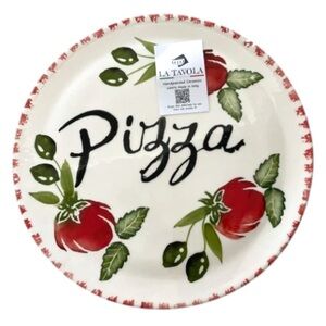 Hand Painted Ceramic Pizza Serving Plate 13” Made In Italy NWT